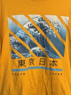 Popular Poison Graphic Tee T-Shirt Tokyo Japan Men's 3X Yellow The Wave